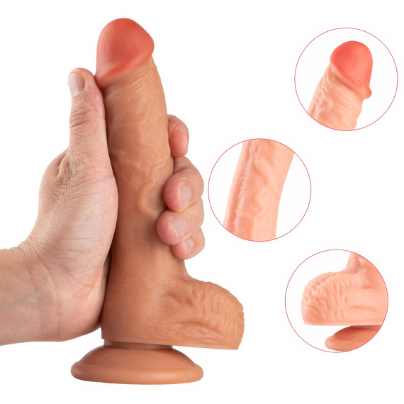 PENIS DILDO GIĘTKI REALISTYCZNE ŻYŁKI ZARYSOWANA GŁÓWKA Z MOCNĄ PRZYSSAWKĄ 
