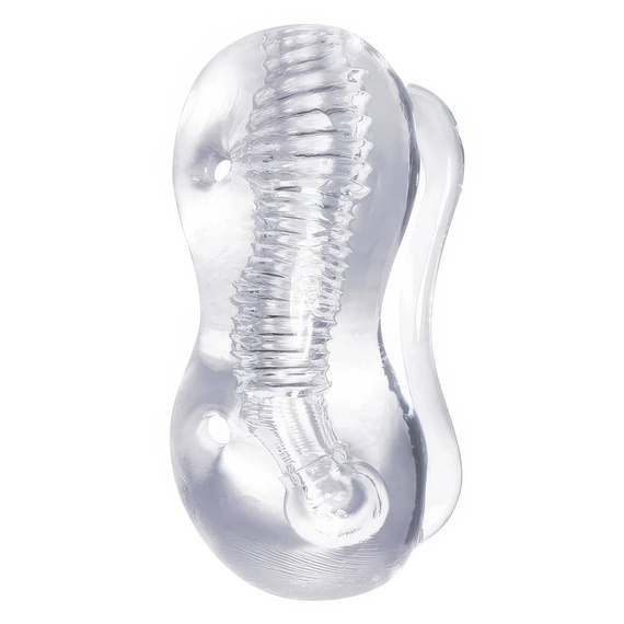 Żelowy Masturbator Tunelowy Z Wypustkami Lodowa Pochwa Z Uchwytem Na Palce