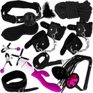 Zestaw BDSM 13el Kajdanki Pejcz Knebel Obroża Smycz Wibrator Korek LeLex