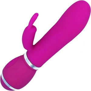 SILIKONOWY WIBRATOR WIELOFUNKCYJNY POCHWOWO ANALNY - GLADKI DUŻY EROTYKA