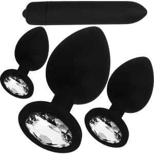 ZESTAW 3 KORKÓW SILIKONOWYCH S M L + WIBRATOR Z 10 FUNCKJAMI WIBRACJI