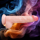 PENIS NA PRZYSSAWCE REALISTYCZNY WYGLĄD ELASTYCZNE SEX DILDO Z JĄDRAMI 