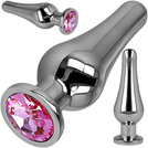 SMUKŁY KOREK ANALNY Z METALU I I KRYSZTAŁKIEM OZDOBNYM ANALNA PENETRACJA