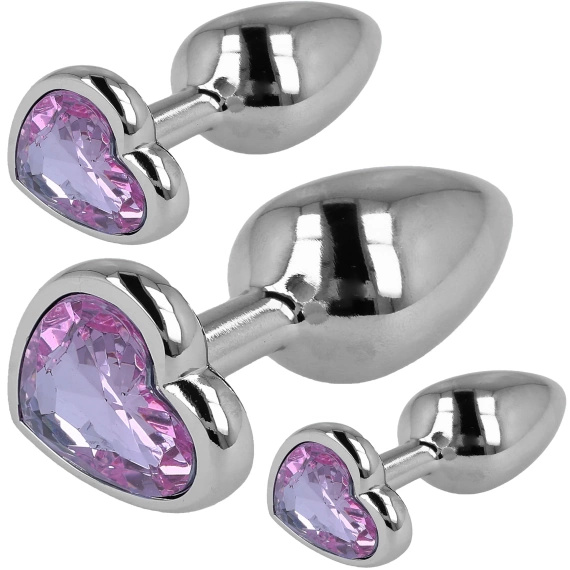 METALOWY ZESTAW KORKÓW ANALNYCH PLUG ZESTAW 3 KORKI SML MIX KORKÓW SERDUSZKA