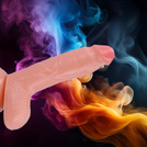 DUŻE DILDO - PENIS Z PRZYSSAWKĄ SPORE JĄDRA I ZRYSOWANA GŁÓWKA