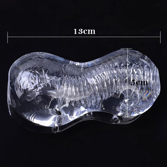 Żelowy Masturbator Tunelowy Z Wypustkami Lodowa Pochwa Z Uchwytem Na Palce