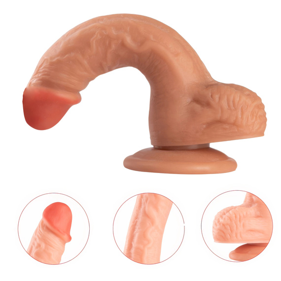 PENIS DILDO GIĘTKI REALISTYCZNE ŻYŁKI ZARYSOWANA GŁÓWKA Z MOCNĄ PRZYSSAWKĄ