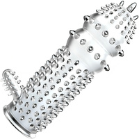 KOLCZASTA NAKŁADKA NA PENISA Z WYPUSTKĄ ORGAZMOWĄ MASUJĄCE KULECZKI