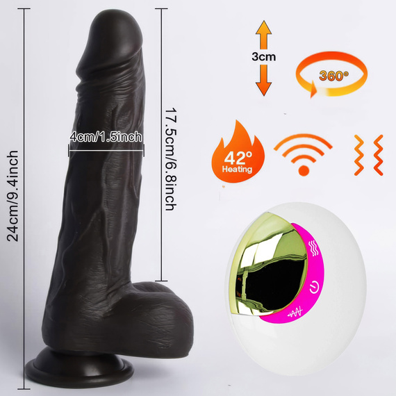 WIELOFUNKCYJNY WIBRATOR SEX DILDO Z PRZYSSAWKĄ RUCH POSUWISTY PILOT+APP