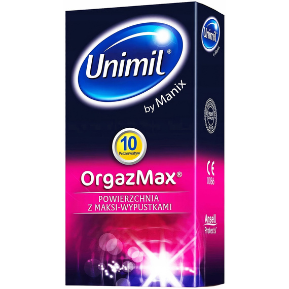 PREZERWATYWY Unimil OrgazMax 10szt Lateksowe Wypustki Stymulujące Orgazmowe