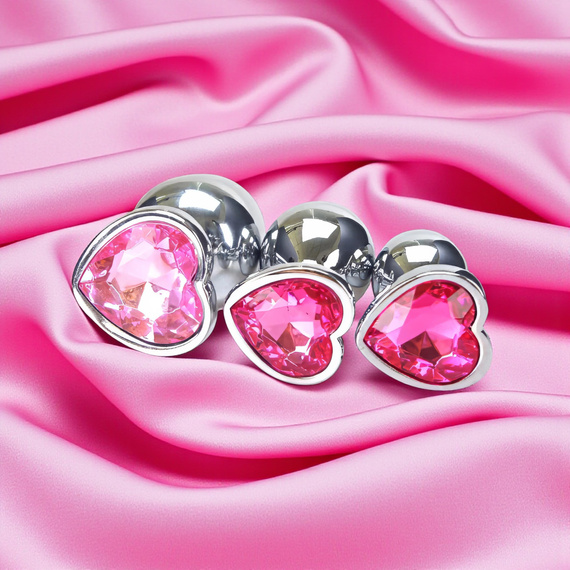 ZESTAW METALOWY KOREK ANALNY 3X ROZMIAR S M L DIAMENT ANAL PLUG MASAŻ ODBYTU