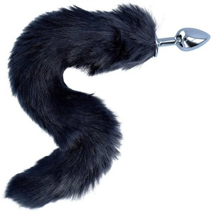 FANTAZYJNY KOREK ANALNY STAL NIERDZEWNA DŁUGI PUSZYSTY FUTRZASTY OGONEK