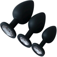 KOMPLET 3X KOREK ANALNY S M L RÓŻNE ROZMIARY Z KRYSZTAŁKIEM OZDOBA TYŁKA