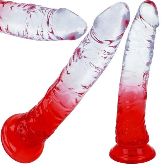 GIĘTKIE ŻELOWE DILDO DO POCHWY I ANUSA ELASTYCZNY PENIS Z PRZYSSAWKĄ 20 CM