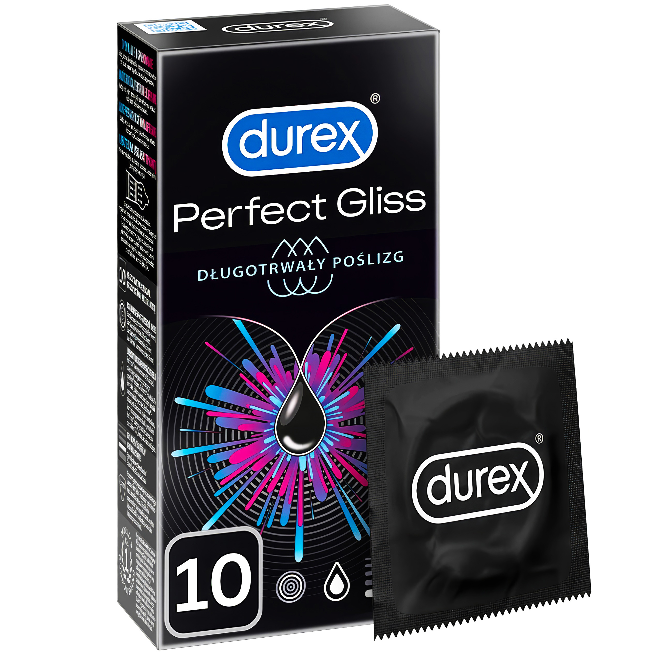 DUREX PREZERWATYWY PERFECT GLISS 10 szt DODATKOWO NAWILŻANE ANALNE