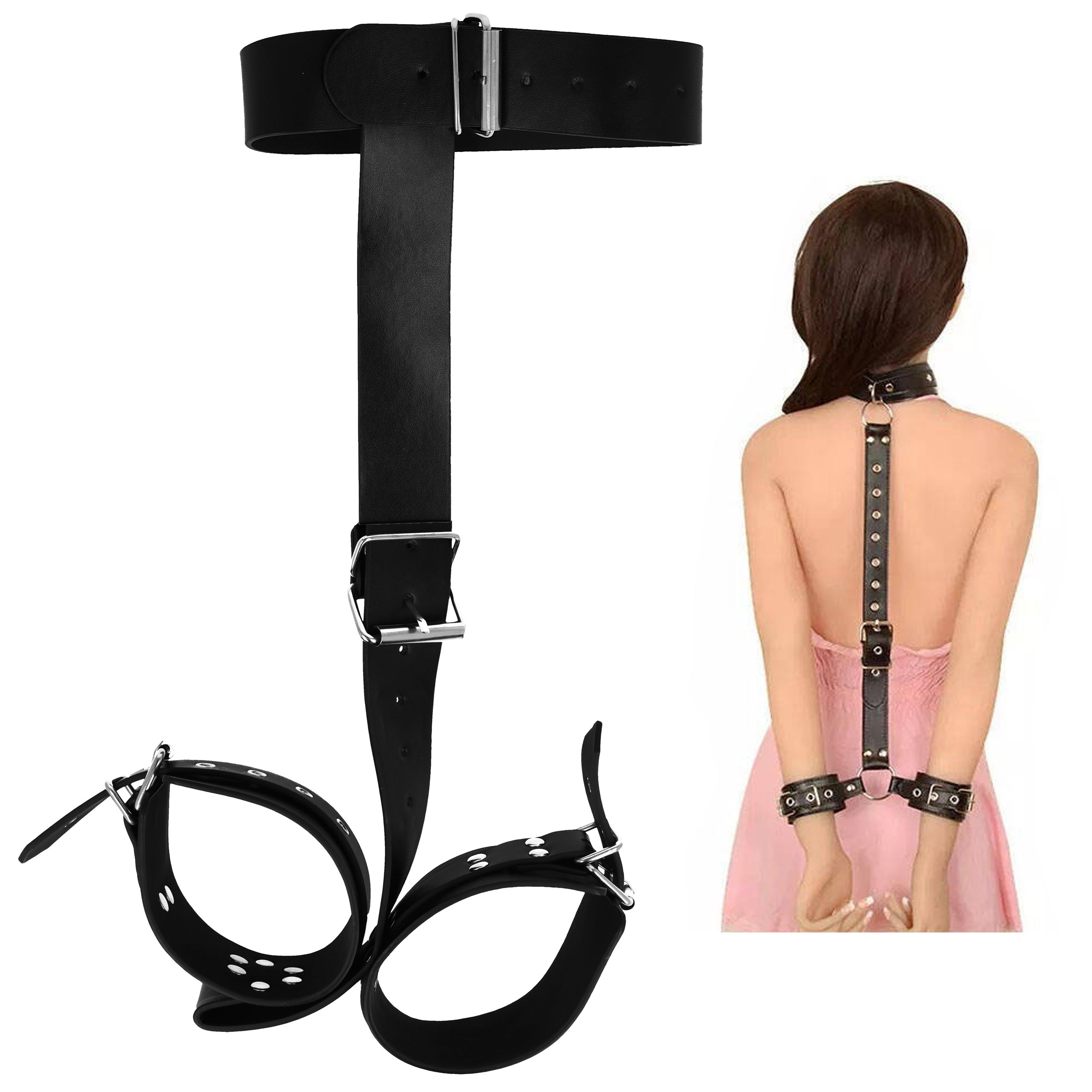 MATERIAŁOWA UPRZĄŻ NA SZYJĘ NADGARSTKI BDSM ZNIEWALAJ SEX HARNESS |  Akcesoria erotyczne  BDSM