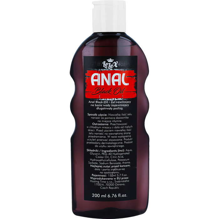 ANAL BLACK OIL GEL 200ML AQUA ANAL ŻEL GEL WODNY LUBRYKANT SUPER POŚLIZG