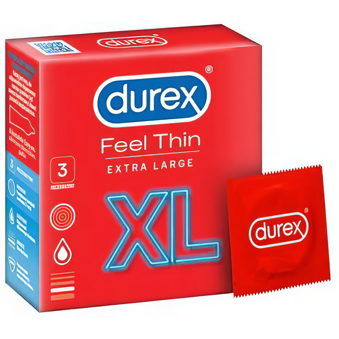 DUŻE PREZERWATYWY DUREX FEEL THIN XL 3 PUDEŁKO ULTRACIENKIE DUŻY ROZMIAR