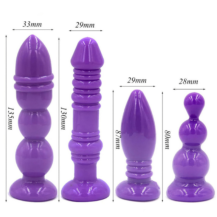 ZESTAW 4X ŻELOWY KOREK ANALNY RÓŻNE WIELKOŚCI DILDO ANAL PLUG MEGA DOZNANIA