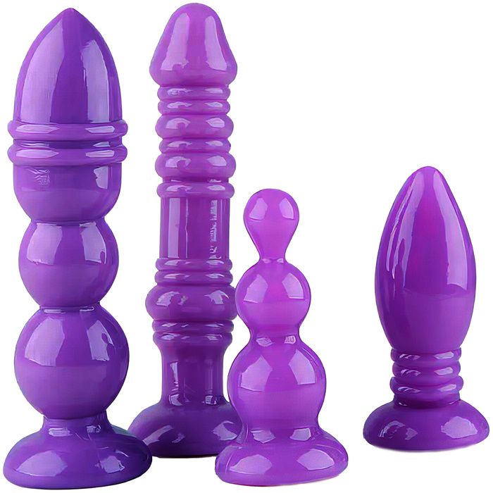 ZESTAW 4X ŻELOWY KOREK ANALNY RÓŻNE WIELKOŚCI DILDO ANAL PLUG MEGA DOZNANIA